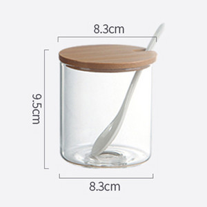 Kerámia fűszeres tégelyek fa tetővel Sószórók Konyhai kellékek Fehér fűszeres kanál készlet fehér cukordoboz