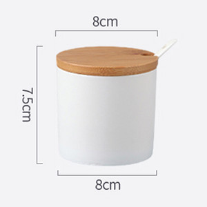 Kerámia fűszeres tégelyek fa tetővel Sószórók Konyhai kellékek Fehér fűszeres kanál készlet fehér cukordoboz