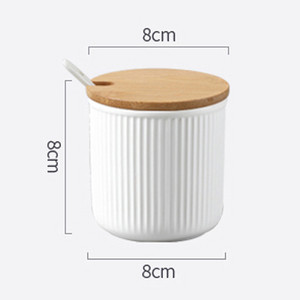 Kerámia fűszeres tégelyek fa tetővel Sószórók Konyhai kellékek Fehér fűszeres kanál készlet fehér cukordoboz