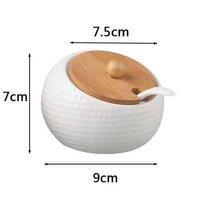 Kerámia fűszeres tégelyek fa tetővel Sószórók Konyhai kellékek Fehér fűszeres kanál készlet fehér cukordoboz