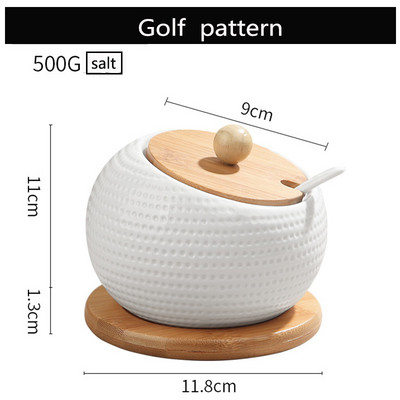 Kerámia fűszeres tégelyek fa tetővel Sószórók Konyhai kellékek Fehér fűszeres kanál készlet fehér cukordoboz