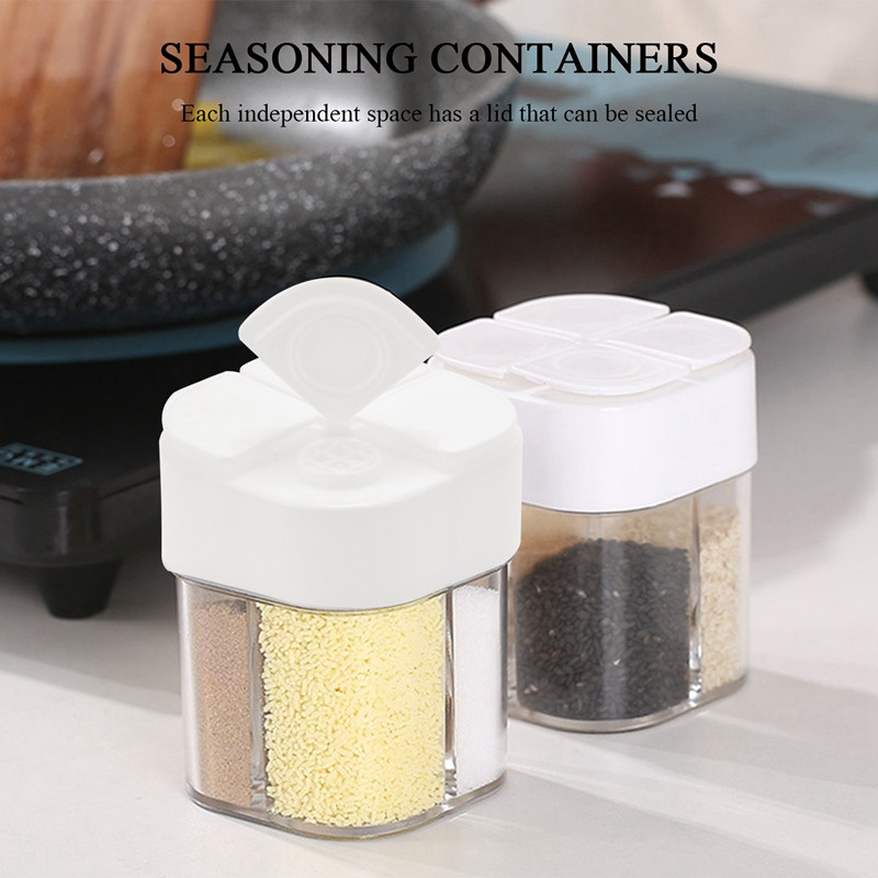 2 recipiente pentru condimente, 4 borcane de condimente cu grilă, cutie de sare de călătorie pentru grătar pentru picnic de bucătărie, pentru grătar cu friptură de salată, etc.