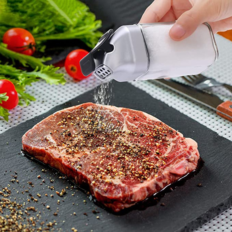 Hot-4Pack set posuda za sol i papar - Staklena posuda za sol sa zatvorenim poklopcem - Slatki dozator začina za kuhinju ili restoran