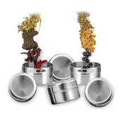 Mágneses fűszerüveg készlet matricákkal Rozsdamentes acél fűszertároló dobozok Tartály Bors fűszerező spray-k Eszközök fűszeres üveg