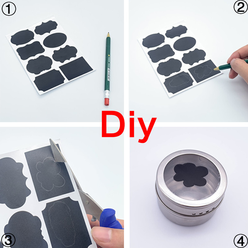 Mágneses fűszerüveg készlet matricákkal Rozsdamentes acél fűszertároló dobozok Tartály Bors fűszerező spray-k Eszközök fűszeres üveg