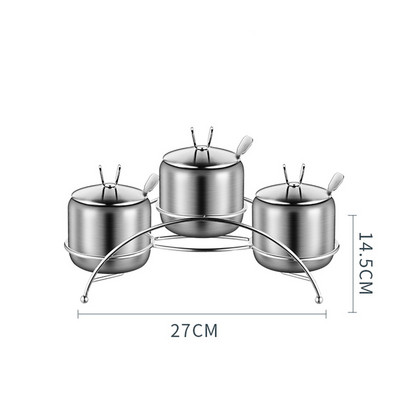 Rozsdamentes acél fűszertartó edények fűszertartóval, nagy kapacitású ezüst tónusú fűszerüvegek, forgó fűszerezéssel