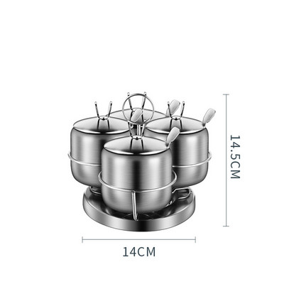 Rozsdamentes acél fűszertartó edények fűszertartóval, nagy kapacitású ezüst tónusú fűszerüvegek, forgó fűszerezéssel