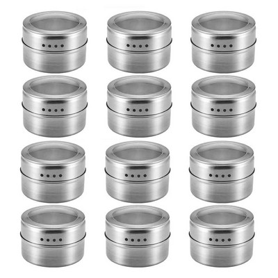 6 kom / 12 kom Kutije za začine Magnetska otporna na prašinu Vidljiva posuda za začine od nehrđajućeg čelika Lonac za začine Vanjska posuda za roštilj