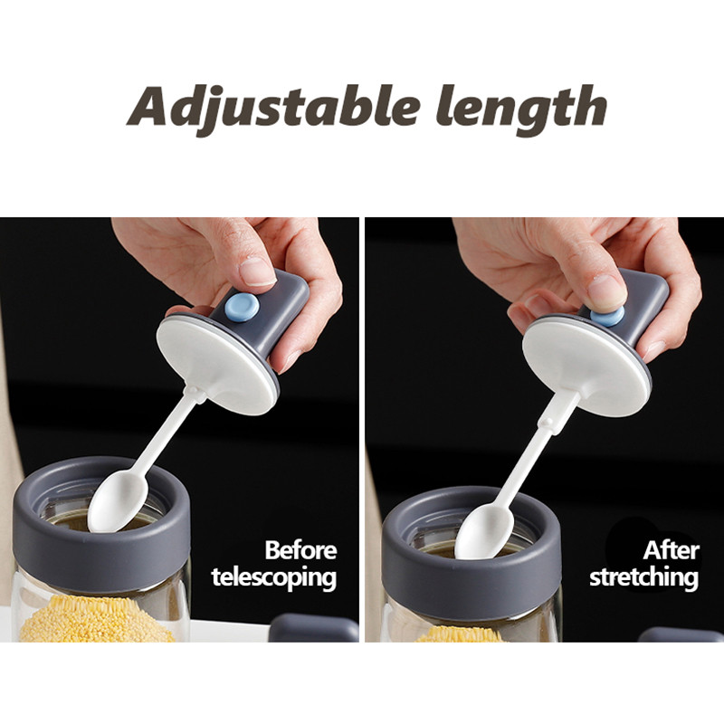 Prieskonių stiklainiai Reguliuojamas šaukšto dangtelis Prieskonių organizatorius Druskos ir pipirų plaktuvai Stiklinis indelis Virtuvės priedai Kanistrų rinkinys