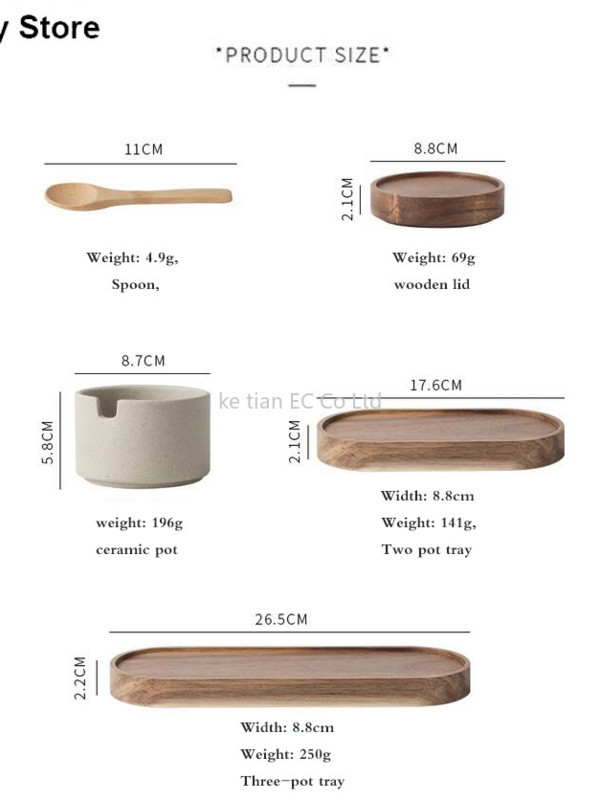 Japán stílusú Retro fűszeres tégely fából készült tetővel lezárt tároló palack Só fűszeres doboz Chili borsos fazék konyhai ételtartó