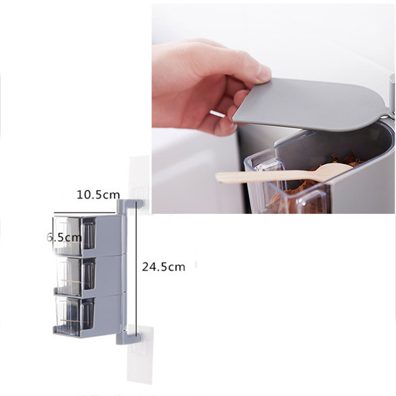 1 db Forgó fűszeres tároló dobozok Fűszerüveg Fűszerdoboz Fűszertároló Falra akasztható konyhai rendszerező Konyhai kiegészítők