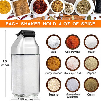 Νέο σετ 4 Pack Shakers Salt and Pepper - Glass Salt Shaker με σφραγισμένο καπάκι - Cute Spice Dispenser για κουζίνα ή εστιατόριο
