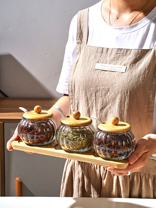 Kūrybinės moliūgo formos stiklinis prieskonių indelis Cukraus druskos indelis virtuvės reikmenys Prieskonių dėžutė Pipirų Pipirų dėžutė Kavos pupelių Užkandžių laikymas