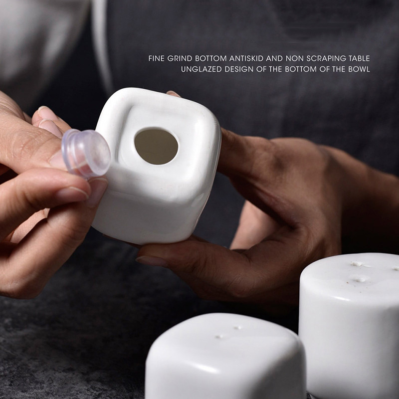 Fehér kerámia fűszer tartály Aranyos só-bors shakerek kannás konyhai fűszeres tégely kis fűszerszervező Cosas De Cocina