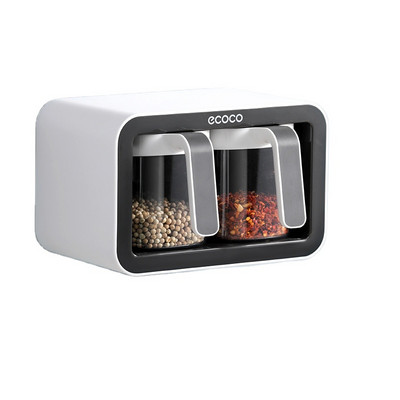 Organizator de suport pentru condimente cu montare pe perete, vas de zahăr, recipient pentru condimente, cutii de condimente cu linguri, borcan de depozitare