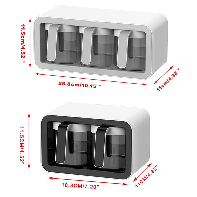 Organizator de suport pentru condimente cu montare pe perete, vas de zahăr, recipient pentru condimente, cutii de condimente cu linguri, borcan de depozitare