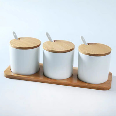 Nordic kerámia fűszeres palackkészlet háztartási zöld ültetéshez fűszeres tégely fűszeres só cukor tároló tartály Konyhai főzőeszközök