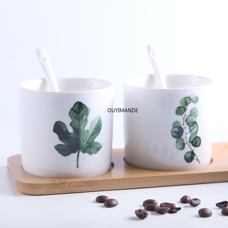 Nordic kerámia fűszeres palackkészlet háztartási zöld ültetéshez fűszeres tégely fűszeres só cukor tároló tartály Konyhai főzőeszközök