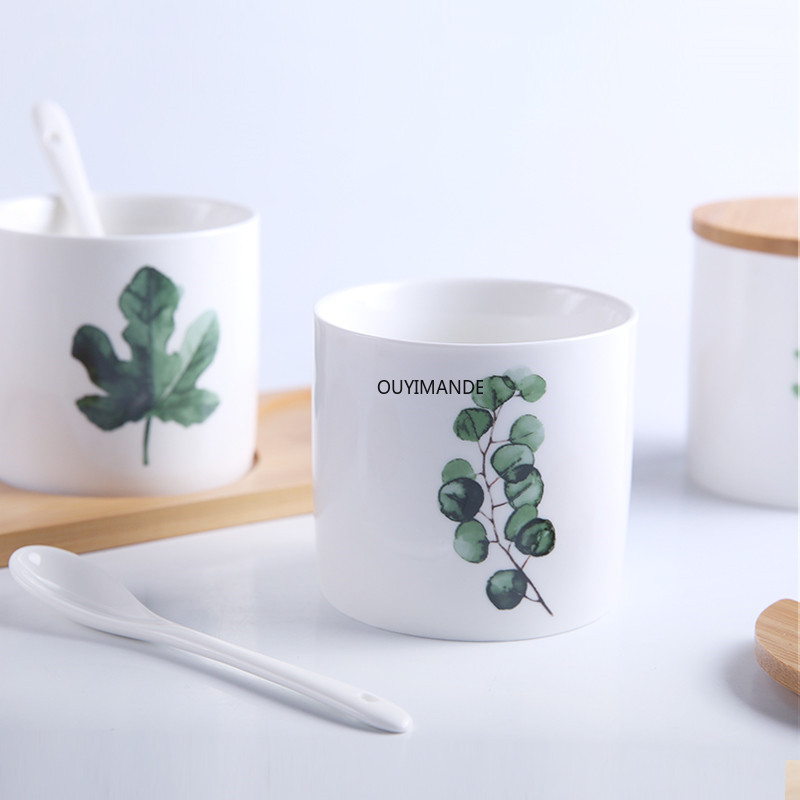 Nordic kerámia fűszeres palackkészlet háztartási zöld ültetéshez fűszeres tégely fűszeres só cukor tároló tartály Konyhai főzőeszközök