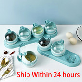 kawaii konyhai fűszerszervező és tároló cukortartály só-bors shaker készlet kanál kerek formájú fűszernövény fűszeres dobozzal