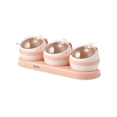 kawaii konyhai fűszerszervező és tároló cukortartály só-bors shaker készlet kanál kerek formájú fűszernövény fűszeres dobozzal