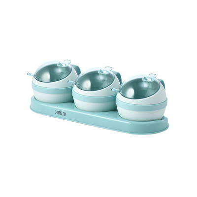 kawaii konyhai fűszerszervező és tároló cukortartály só-bors shaker készlet kanál kerek formájú fűszernövény fűszeres dobozzal
