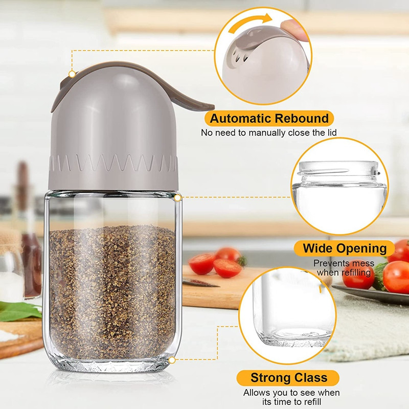 Posude za sol i papar Stakleni set, posude za pohranu začina, soljenka s podesivim otvorima za izlijevanje začina