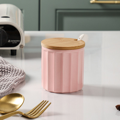 Kerámia fűszerdoboz skandináv háztartási fűszeres üveg Só cukor MSG üveg konyhai edény készlet Fűszertartó Fűszertartó