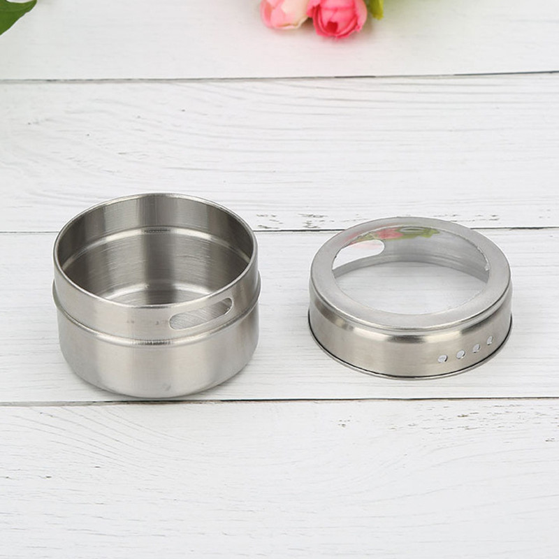 YOMDID 12 buc/set oală de condimente din oțel inoxidabil pentru condimente pentru piper, recipiente vizibile pentru condimente pentru sare, instrumente pentru condimente