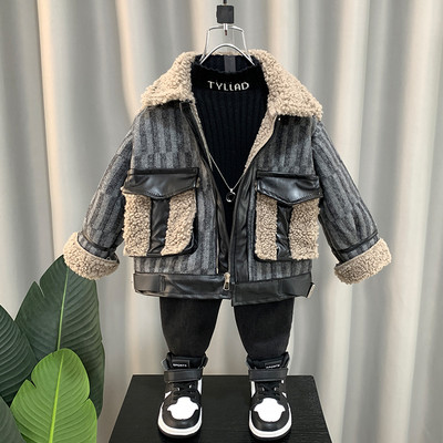 Laisvalaikio žieminė striukė berniukui su kišenėmis ir užtrauktuku