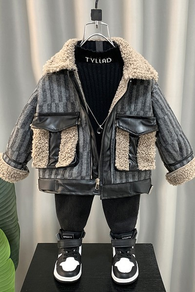 Laisvalaikio žieminė striukė berniukui su kišenėmis ir užtrauktuku