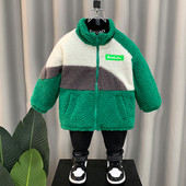 Jacheta de puf pentru copii cu guler inalt pentru baieti