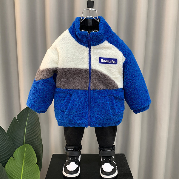 Jacheta de puf pentru copii cu guler inalt pentru baieti