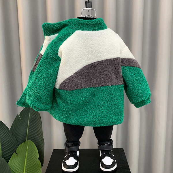 Jacheta de puf pentru copii cu guler inalt pentru baieti