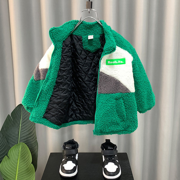 Jacheta de puf pentru copii cu guler inalt pentru baieti