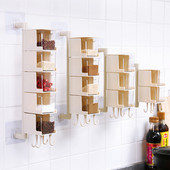 Cutii de condimente de bucătărie cu 2/3/4 straturi Cutie de depozitare rotativă pentru condimente pentru agățat pe perete Cutie pentru condimente fără perforare Especieros Para