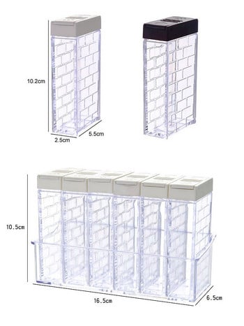 6 τμχ/σετ Διάφανο κουτί καρυκευμάτων μπαχαρικών PP Αλάτι πιπέρι Βαζάκια Κουτί για αποθήκευση μπαχαρικών Κουζίνα Organizer Box Οργάνωση σπιτιού