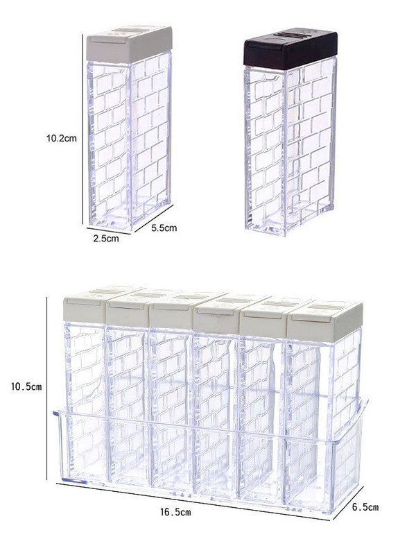 6vnt/rinkinys Skaidri prieskonių dėžutė PP Druskos pipirų stiklainių dėžutė virtuvės prieskonių laikymo organizatoriaus dėžutė Namų organizavimas