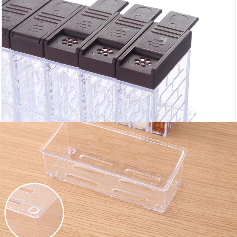 6vnt/rinkinys Skaidri prieskonių dėžutė PP Druskos pipirų stiklainių dėžutė virtuvės prieskonių laikymo organizatoriaus dėžutė Namų organizavimas