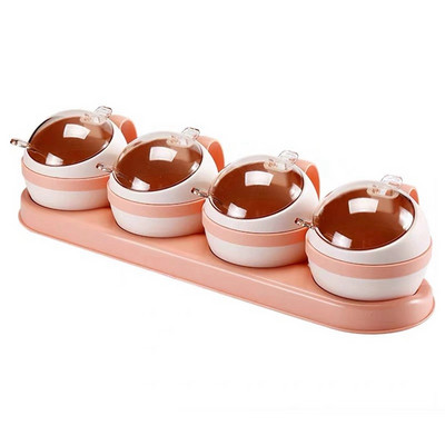 4 vnt. Šiaurės šalių prieskonių dėžutė virtuvės druskos cukraus laikymo dėžutės laikiklis plastikinis prieskonių stiklainis pagardų kruopos virtuvės įrankiai