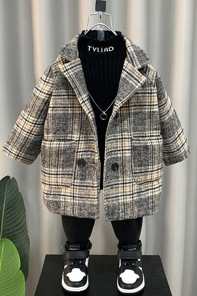 Palton in carouri pentru baieti in doua culori