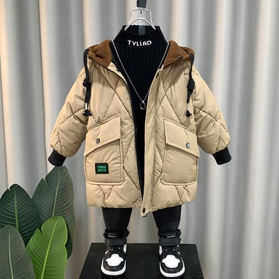 Vaikiška žieminė striukė su gobtuvu ir raišteliais berniukams