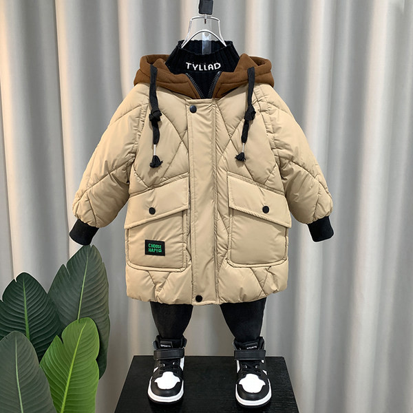 Vaikiška žieminė striukė su gobtuvu ir raišteliais berniukams