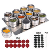 Magnetski stalak za staklenke za začine Posude od nehrđajućeg čelika Naljepnica Prozirni poklopac Podesivi Postolje limenke za začine Montirano na zid Bez bušenja