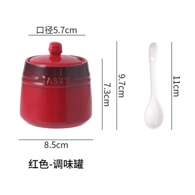 Borcane de condimente din ceramică cu capac din ceramică Saliner Accesorii de bucătărie Organizator de condimente colorat Set de linguri cutie Cutie albă de zahăr
