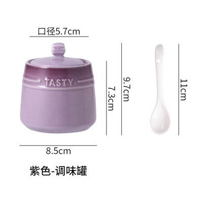 Borcane de condimente din ceramică cu capac din ceramică Saliner Accesorii de bucătărie Organizator de condimente colorat Set de linguri cutie Cutie albă de zahăr