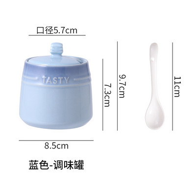 Borcane de condimente din ceramică cu capac din ceramică Saliner Accesorii de bucătărie Organizator de condimente colorat Set de linguri cutie Cutie albă de zahăr