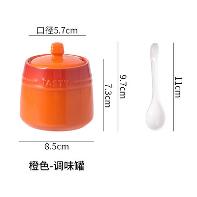 Borcane de condimente din ceramică cu capac din ceramică Saliner Accesorii de bucătărie Organizator de condimente colorat Set de linguri cutie Cutie albă de zahăr