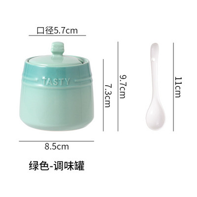 Borcane de condimente din ceramică cu capac din ceramică Saliner Accesorii de bucătărie Organizator de condimente colorat Set de linguri cutie Cutie albă de zahăr