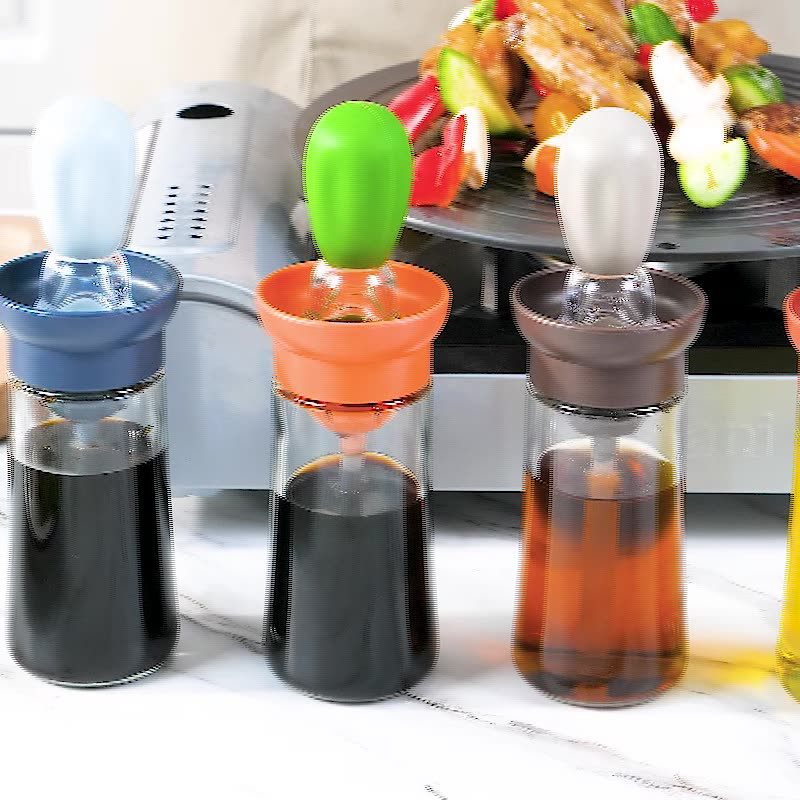 Cap de perie din silicon de bucătărie Tip sticlă de ulei Măsurare ulei Sticlă de ulei pentru grătar Raft pentru condimente Accesorii organizatoare